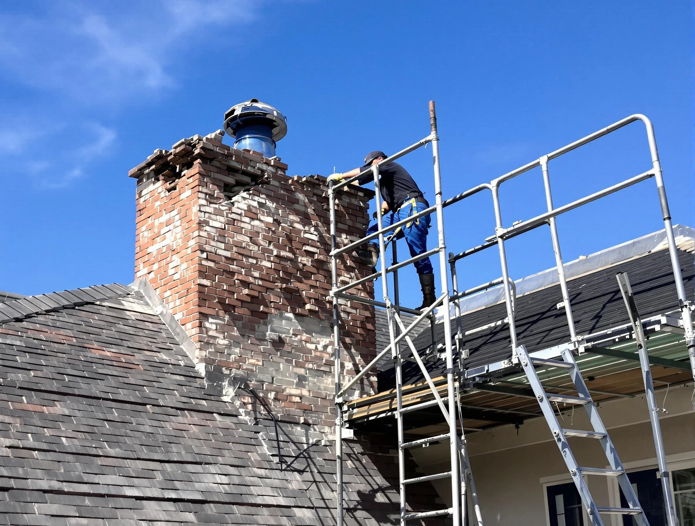 Rebuilding a chimney structure by Perth Amboy Chimney Sweep in Perth Amboy, NJ
