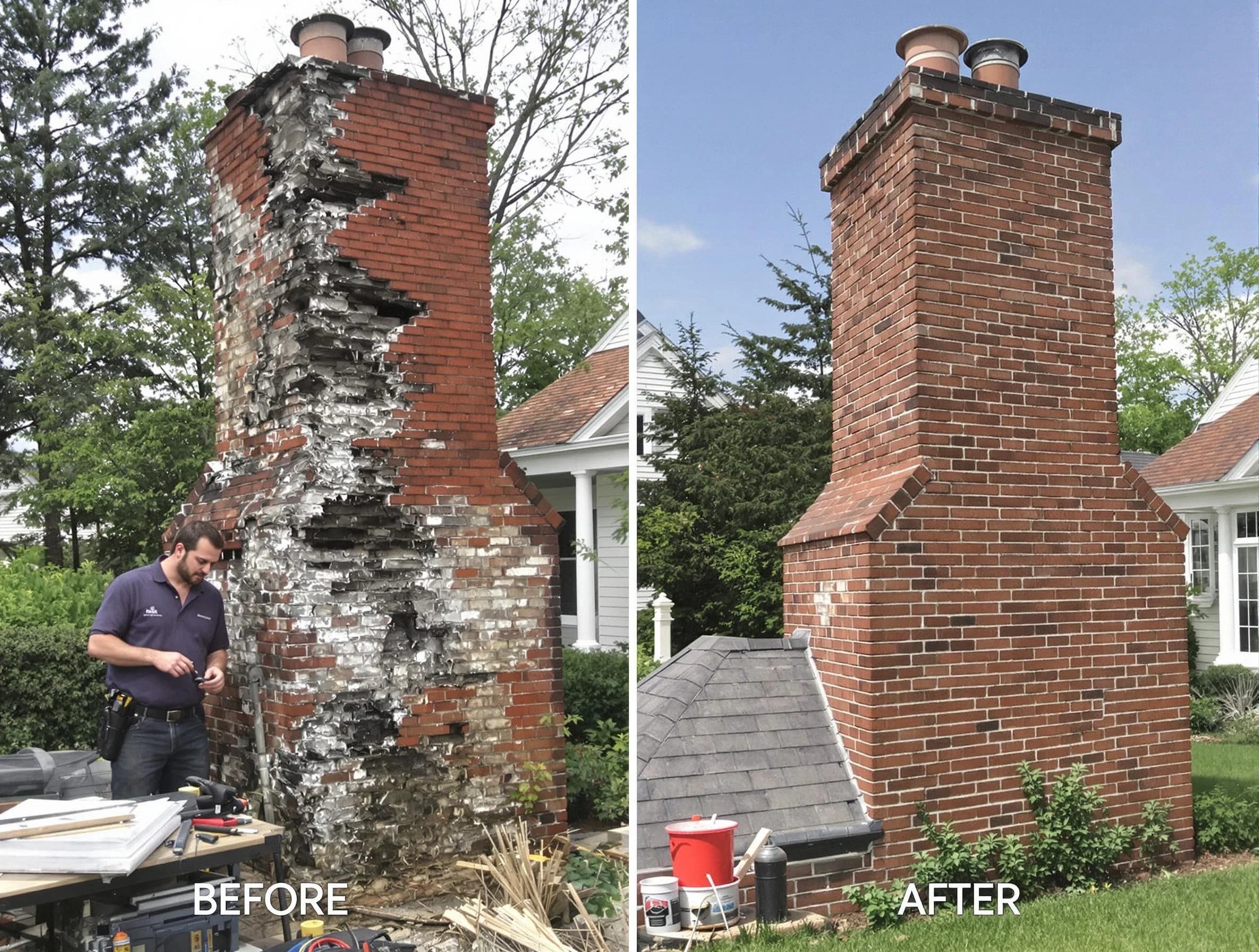 Perth Amboy Chimney Sweep performing a full chimney restoration in Perth Amboy, NJ