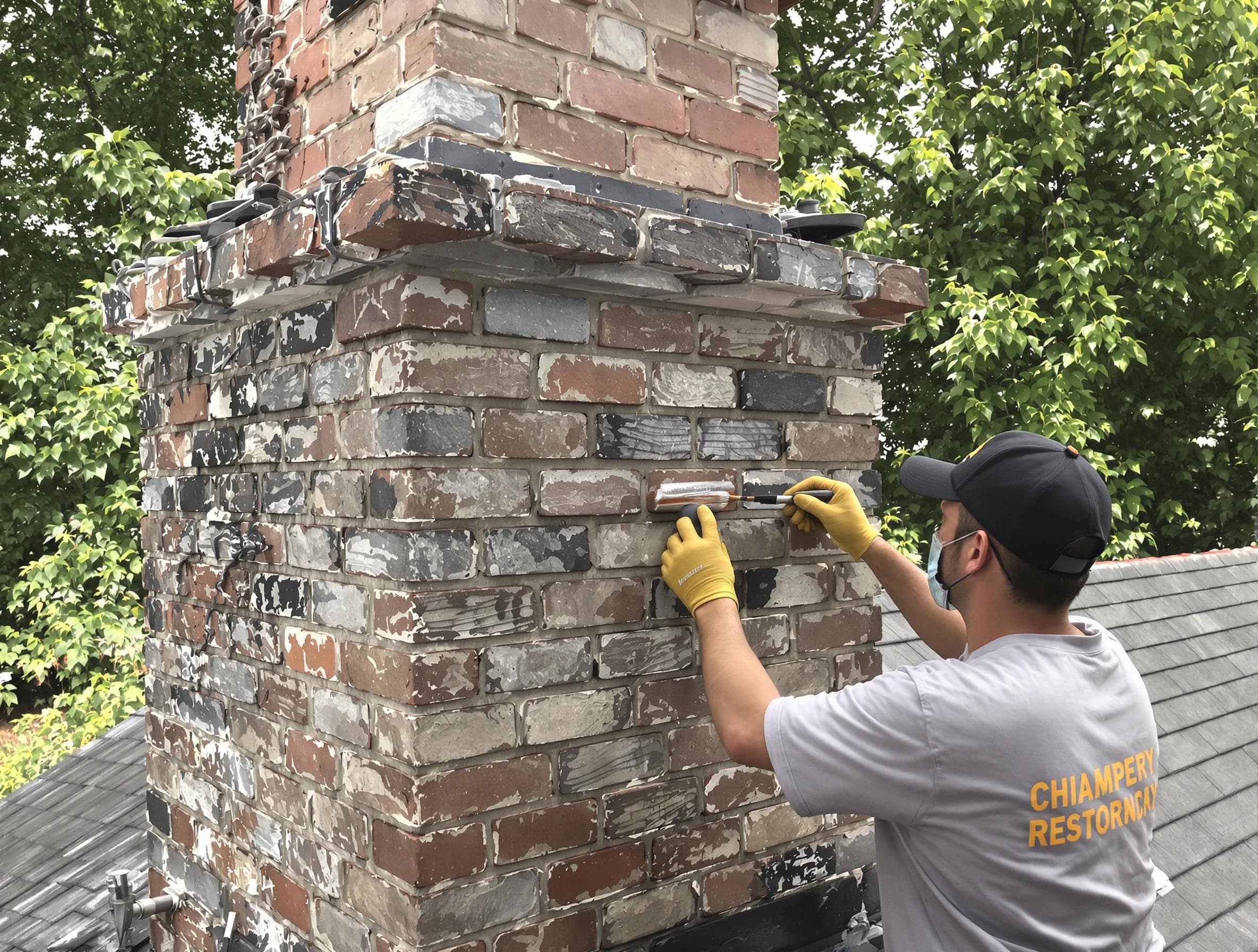 In-progress chimney restoration by Perth Amboy Chimney Sweep in Perth Amboy, NJ