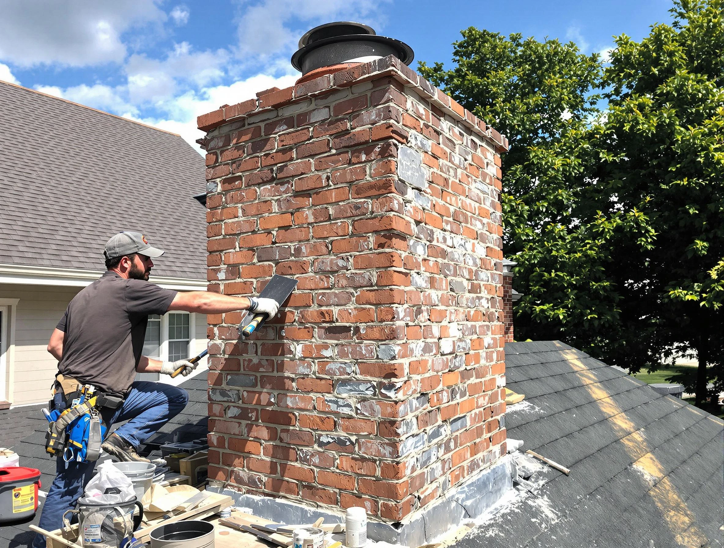 Completed chimney rebuild by Perth Amboy Chimney Sweep in Perth Amboy, NJ